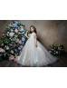 Beaded Ivory Lace Tulle Open Corset Back Flower Girl Dress